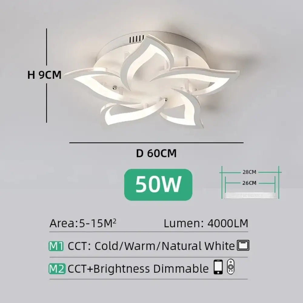 Plafonnier LED floral à intensité réglable - 5 éléments / Intensité réglable - plafonnier LED dimmable