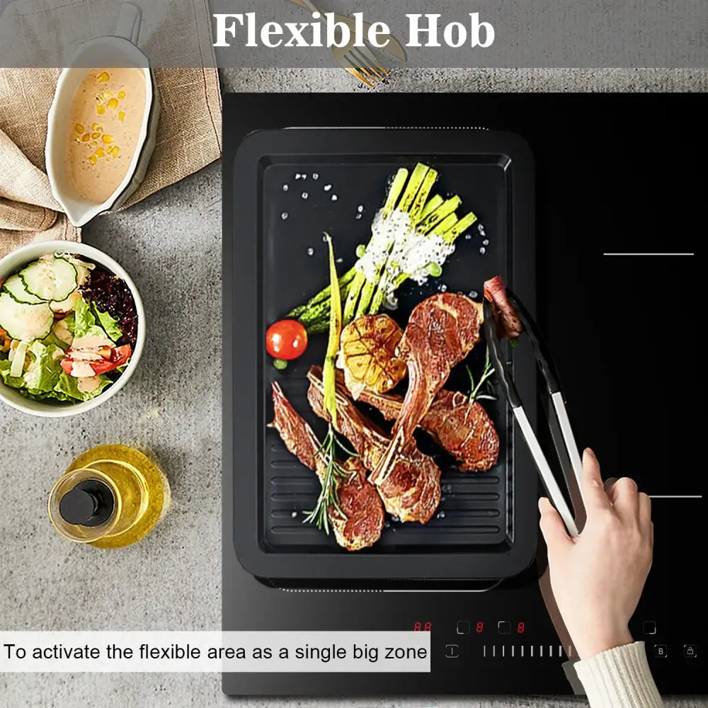 Plaque induction 4 feux 60 cm 7200 W – zone flexible – vue 2