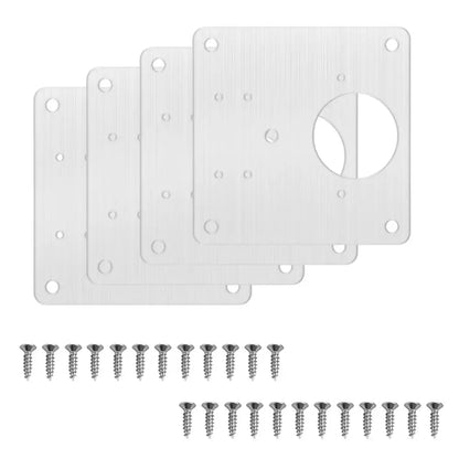 Plaques de réparation pour charnières 35 mm – acier inoxydable - Lot de 4 plaques / Espagne - Plaques de réparation de