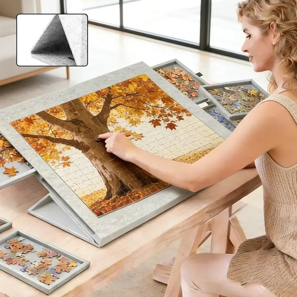 Plateau de puzzle inclinable avec 6 tiroirs – housse incluse – détail 3