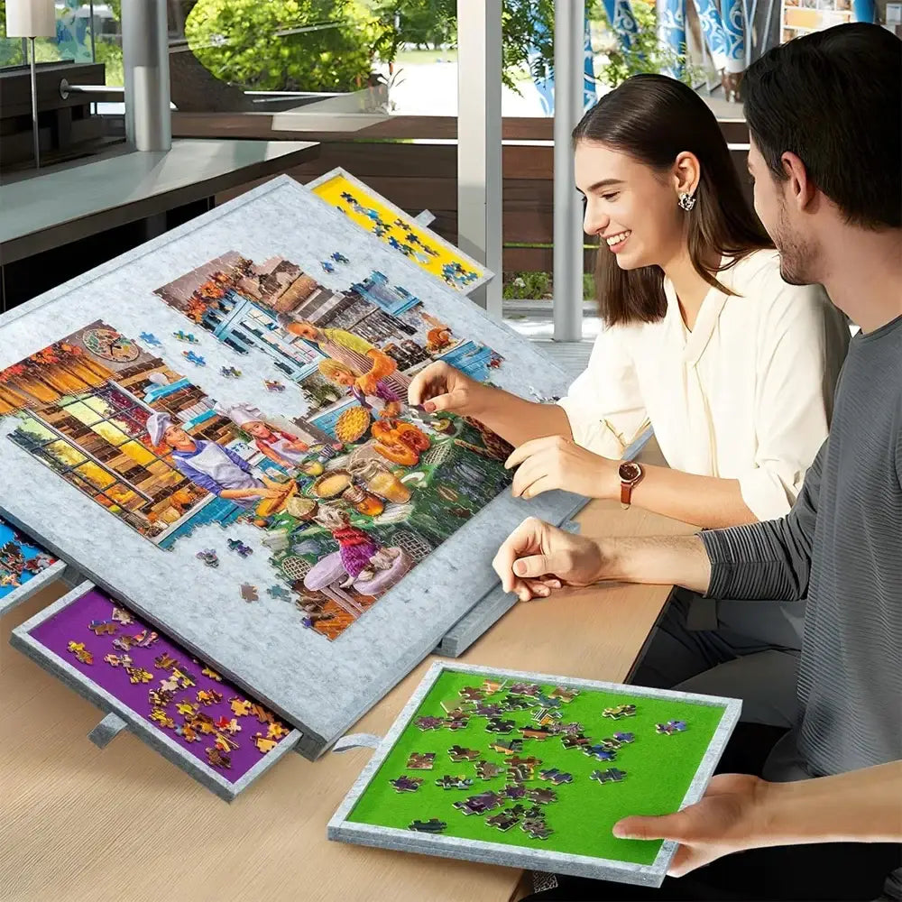 Plateau de puzzle inclinable avec 6 tiroirs – housse incluse – détail 8