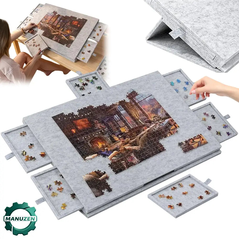 Plateau de puzzle inclinable avec 6 tiroirs – housse incluse – vue principale