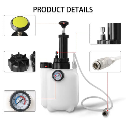 Podofo Kit Purge Frein 3L Rapide Sans Air Pompe Vacuum 85mm Tous Véhicules