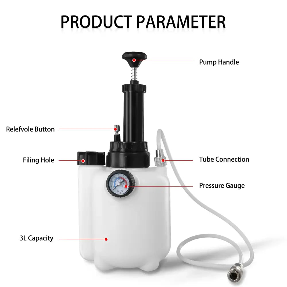 Podofo Kit Purge Frein 3L Rapide Sans Air Pompe Vacuum 85mm Tous Véhicules