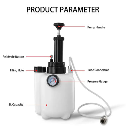 Podofo Kit Purge Frein 3L Rapide Sans Air Pompe Vacuum 85mm Tous Véhicules