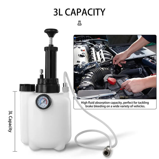 Podofo Kit Purge Frein 3L Rapide Sans Air Pompe Vacuum 85mm Tous Véhicules