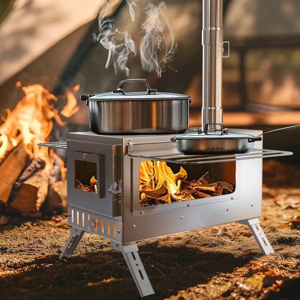 Poêle à bois de camping inox – 6 tubes de cheminée - poêle bois camping inox