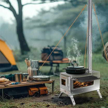 Poêle à bois de camping inox – 6 tubes de cheminée - poêle bois camping inox
