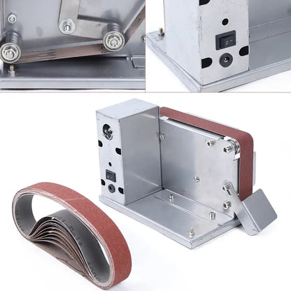 Ponceuse à bande 30 × 533 mm – table inclinable 7 vitesses - Argenté / Allemagne - ponceuse bande table inclinable