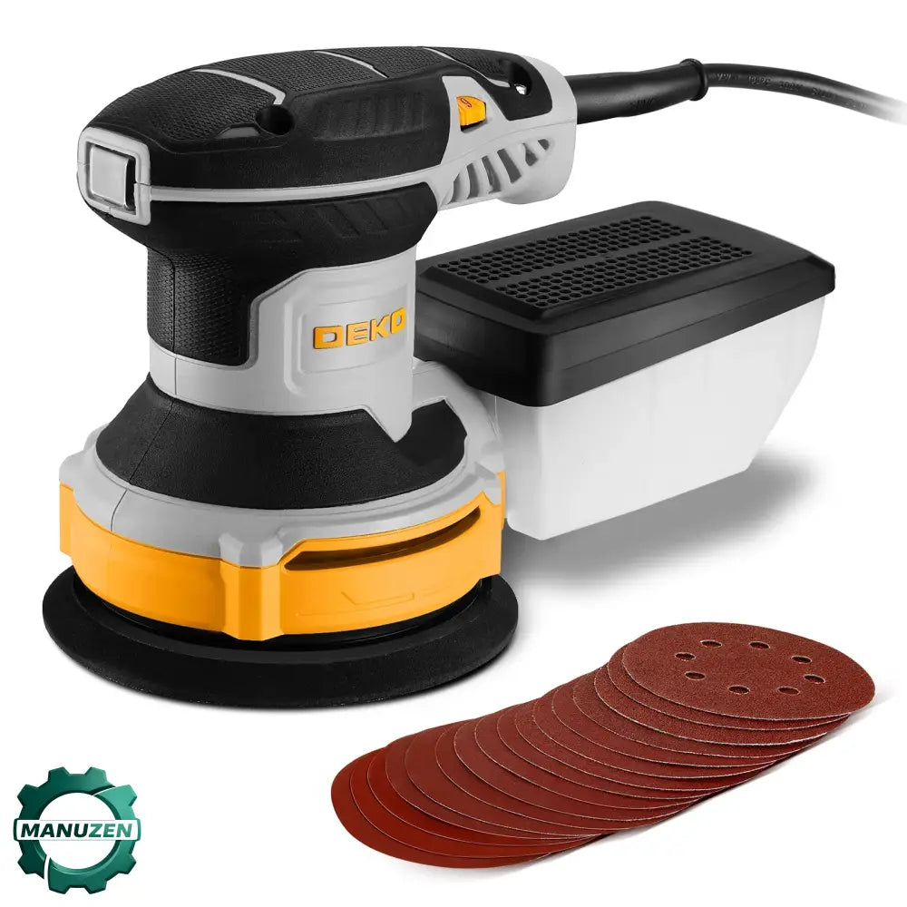 Ponceuse excentrique 125 mm 300 W – 14 000 tr/min 16 abrasifs - Jaune / France - Ponceuse excentrique