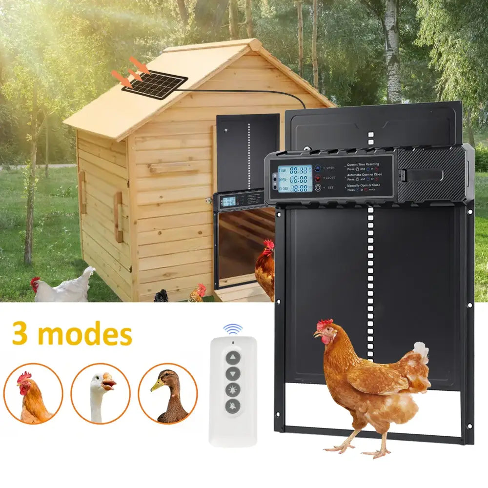 Porte automatique de poulailler solaire – minuterie et télécommande - Noir / France - Porte automatique de poulailler
