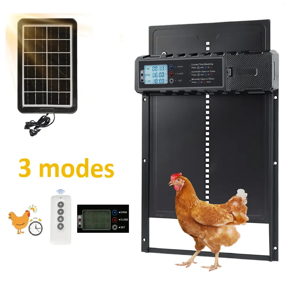 Porte automatique de poulailler solaire – minuterie et télécommande - Noir / France - Porte automatique de poulailler