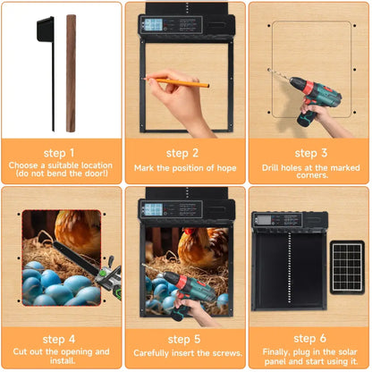 Porte automatique de poulailler solaire – minuterie et télécommande - Noir / France - Porte automatique de poulailler