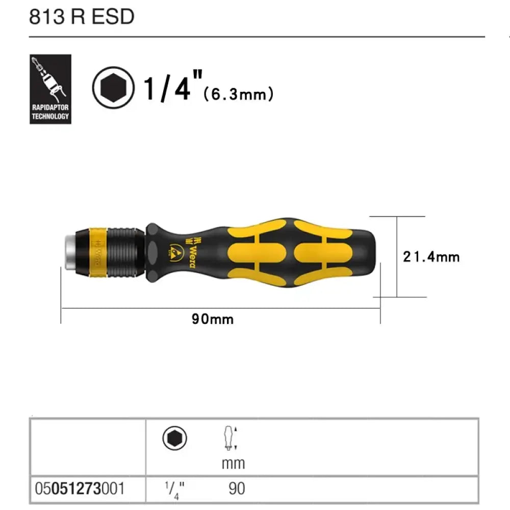 Porte-embout 1/4 pouce – modèles 813 et 816, cliquet ou ESD – 813R ESD – 05051273001
