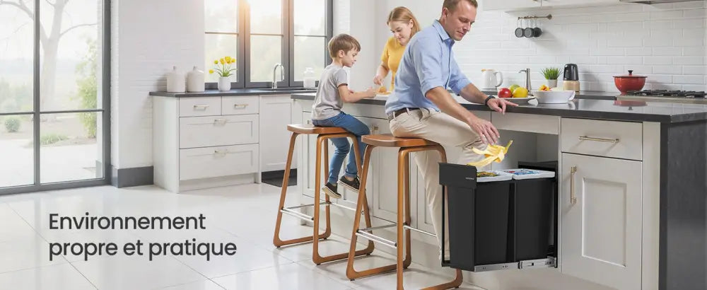 Poubelle de cuisine extractible 2 × 15 ou 2 × 20 L – tri sélectif - Poubelle extractible de tri sélectif