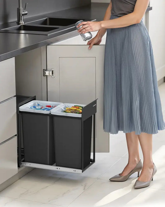 Poubelle de cuisine extractible 2 × 15 ou 2 × 20 L – tri sélectif - Poubelle extractible de tri sélectif