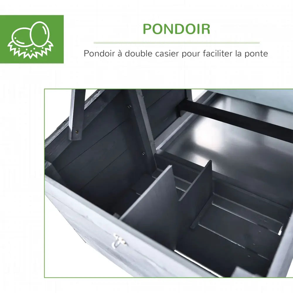 Poulailler en bois de sapin sur pieds – 150,5 × 54 × 87 cm – détail 5
