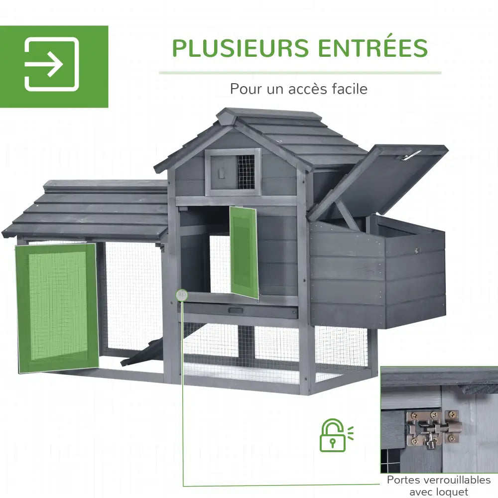 Poulailler en bois de sapin sur pieds – 150,5 × 54 × 87 cm – détail 4