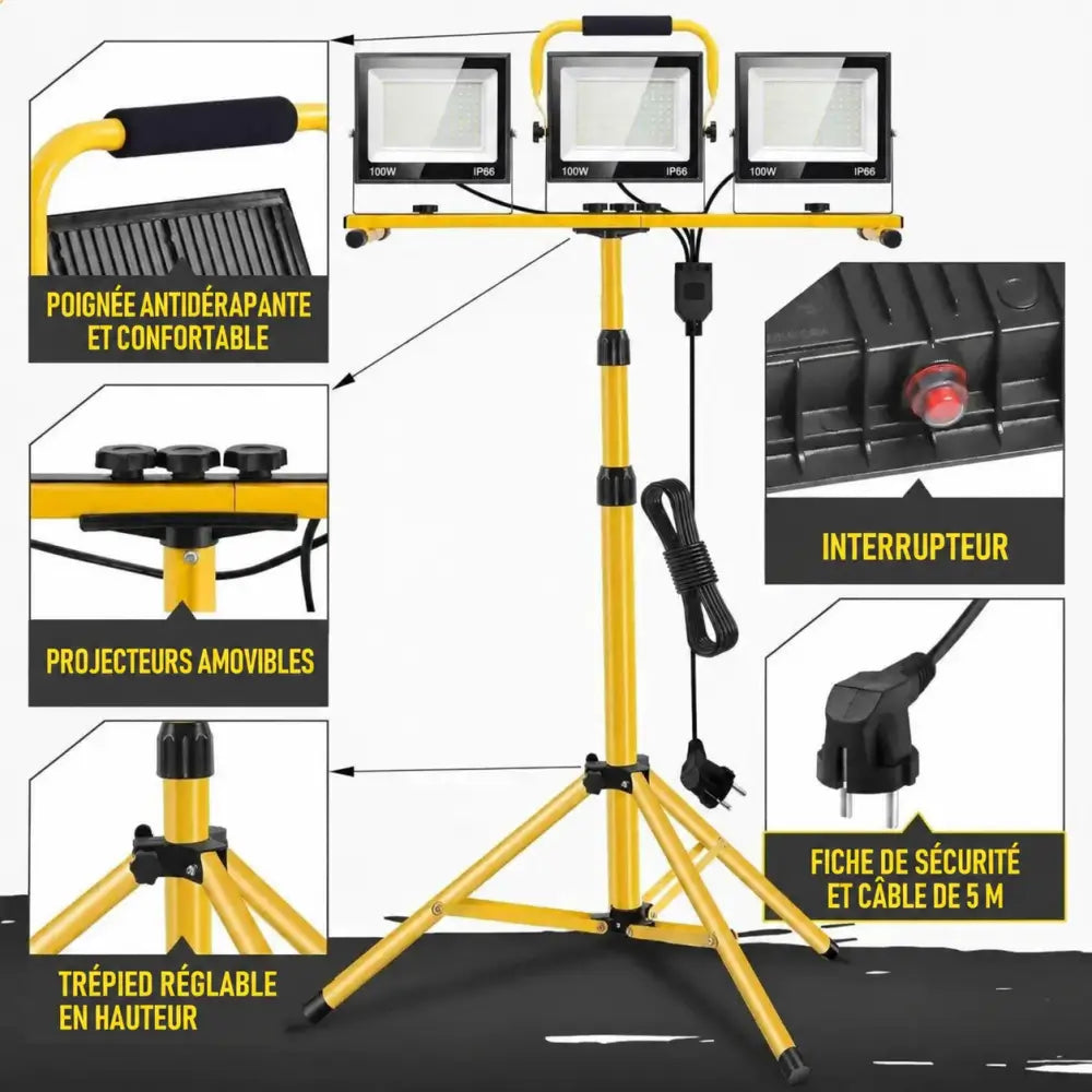 Projecteur de chantier – texte en français