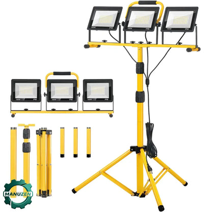 Projecteur de chantier LED 300 W – 3 lampes sur support - 3 lampes de 100 W / 300W / Depuis la Pologne - projecteur
