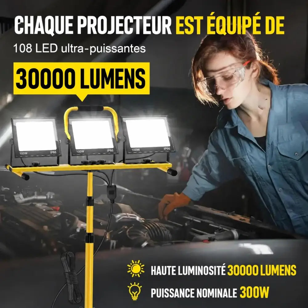 Projecteur de chantier – texte en français