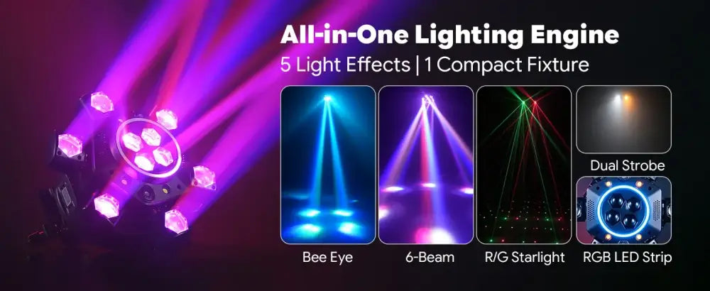 Projecteur LED mobile 6 bras 150 W RGBW – DMX - projecteur LED mobile 6 bras DMX