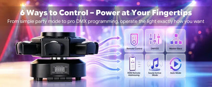 Projecteur LED mobile 6 bras 150 W RGBW – DMX - projecteur LED mobile 6 bras DMX