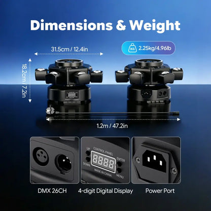 Projecteur LED mobile 6 bras 150 W RGBW – DMX - projecteur LED mobile 6 bras DMX