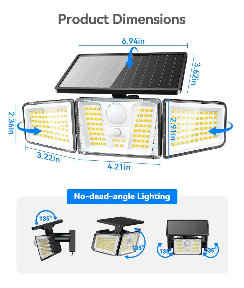 Projecteur solaire 210 LED à détecteur de mouvement – IP65 – photo produit 7
