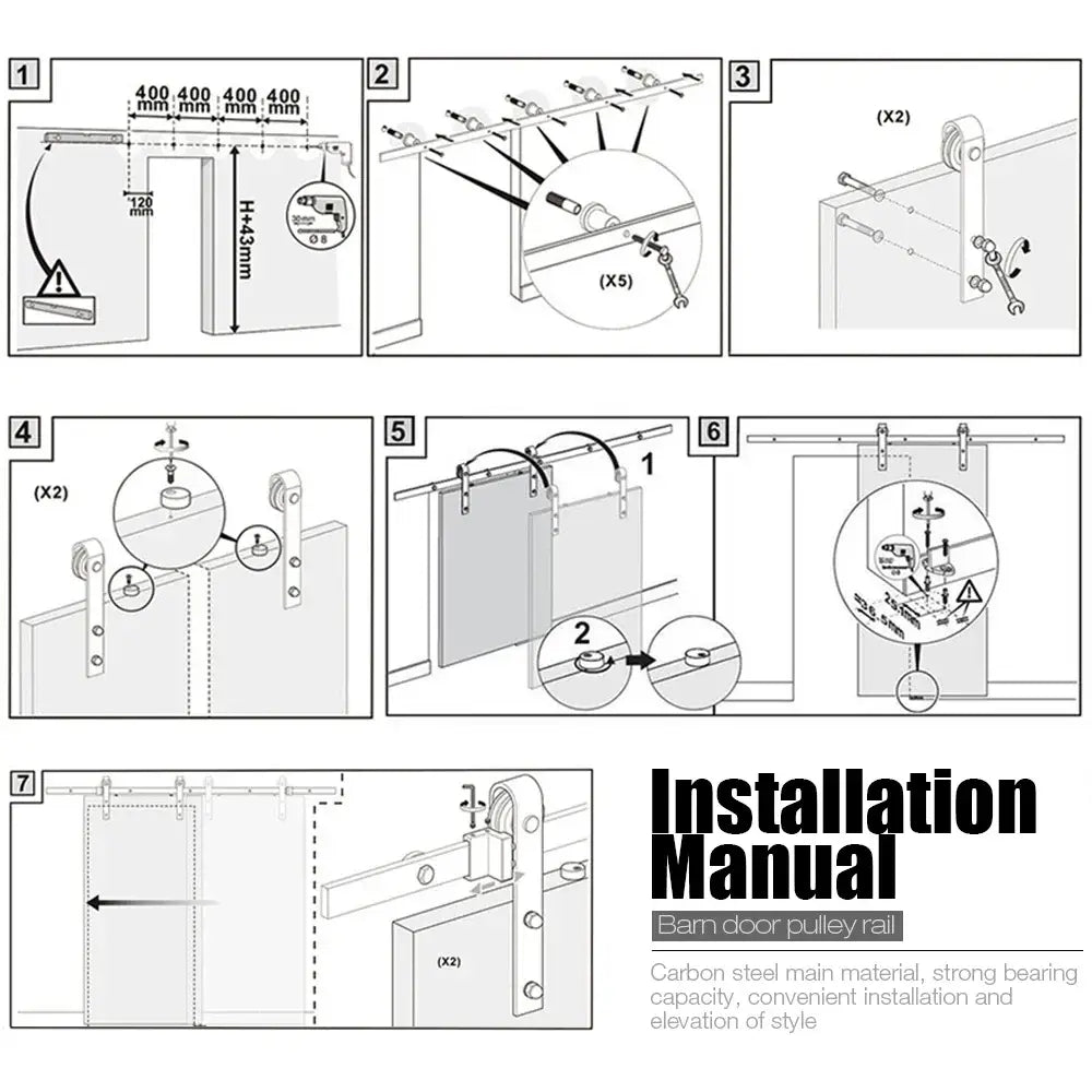 Rail Porte Coulissante 200 Cm Kit Quincaillerie Pour Porte Simple