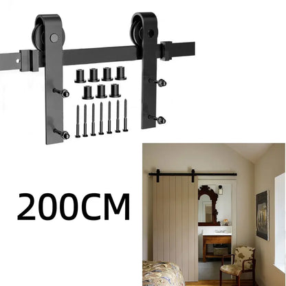 Rail Porte Coulissante 200 Cm Kit Quincaillerie Pour Porte Simple - Noir / 1,8 m / France