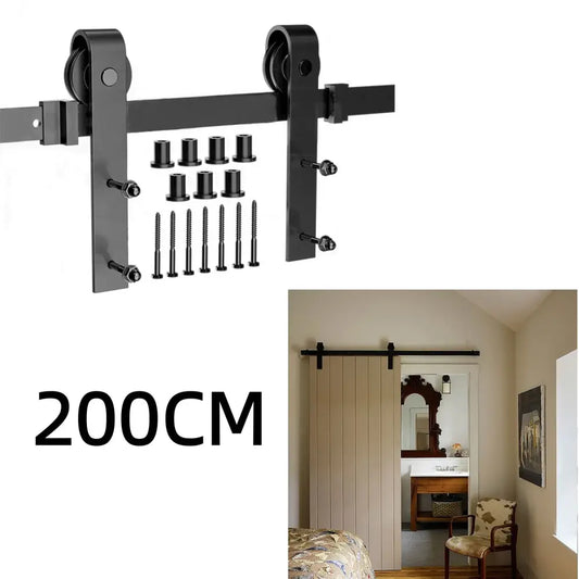 Rail Porte Coulissante 200 Cm Kit Quincaillerie Pour Porte Simple Noir France