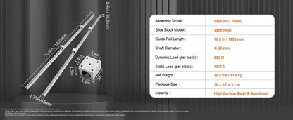 Rails De Guidage Linéaires SBR SBR12 SBR16 SBR20 SBR25 800 À 2200mm