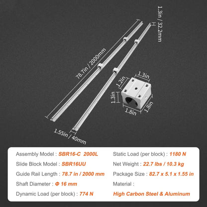 Rails De Guidage Linéaires SBR SBR12 SBR16 SBR20 SBR25 800 À 2200mm