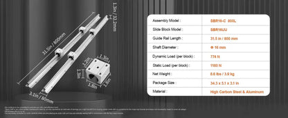 Rails De Guidage Linéaires SBR SBR12 SBR16 SBR20 SBR25 800 À 2200mm