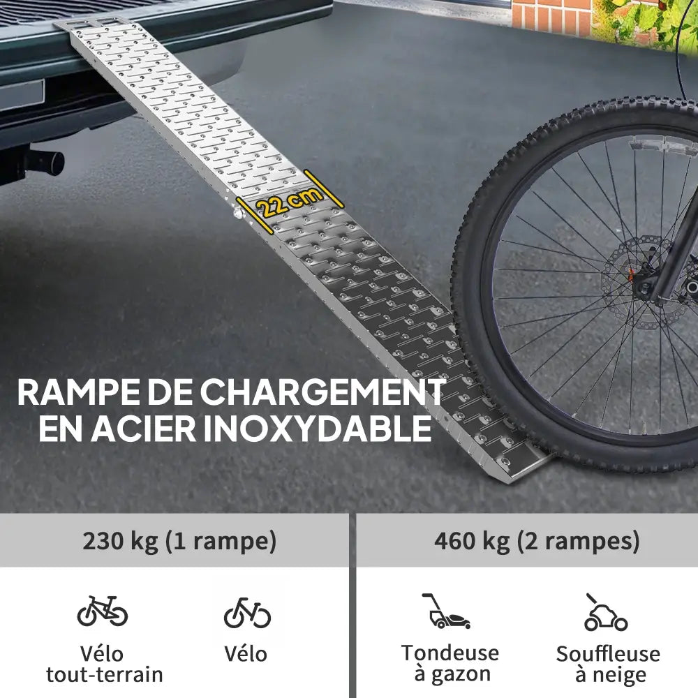 Rampe moto pliable 190 cm – acier galvanisé 230 kg - France - rampe moto pliable 190 cm