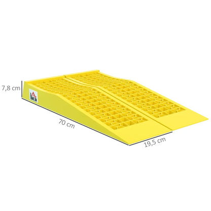 Rampes d’accès basses véhicule – lot de 2 en PP jaune - France - rampes accès basses véhicule