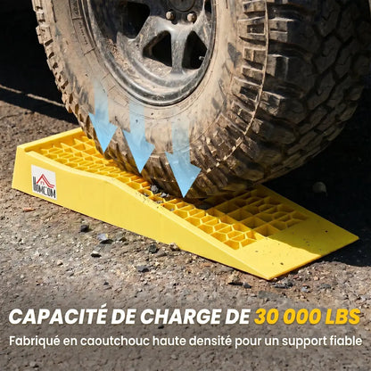 Rampes d’accès basses véhicule – lot de 2 en PP jaune - France - rampes accès basses véhicule