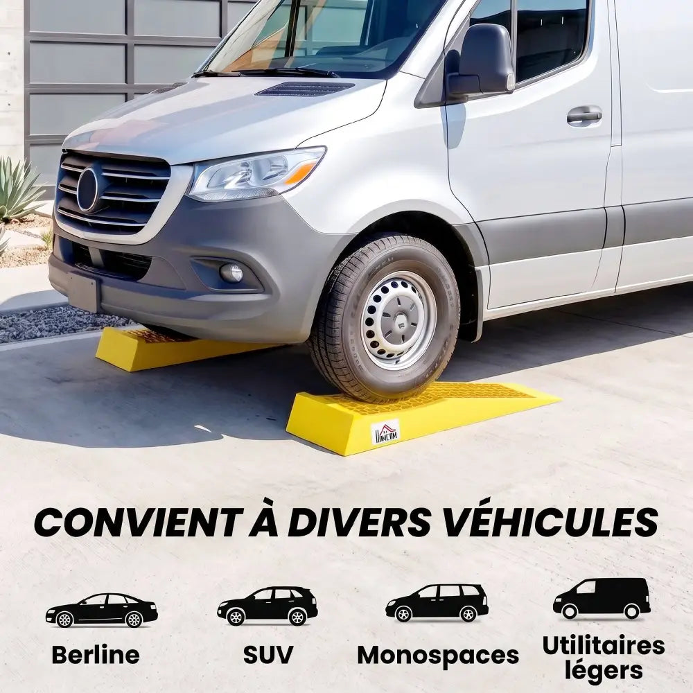 Rampes d’accès basses véhicule – lot de 2 en PP jaune - France - rampes accès basses véhicule