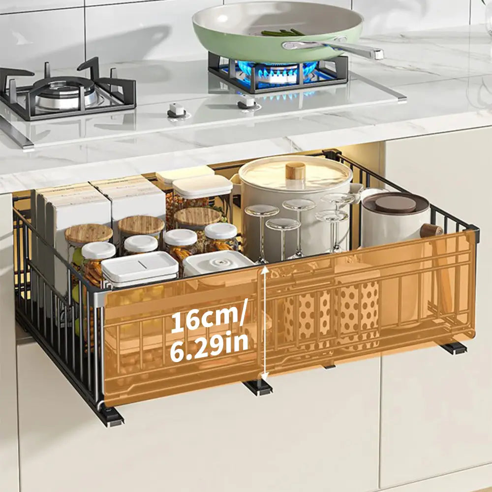 Rangement coulissant sous évier extensible – acier sans perçage - Organisateur coulissant sous évier