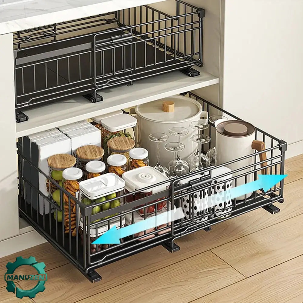 Rangement coulissant sous évier extensible – acier sans perçage - Organisateur coulissant sous évier