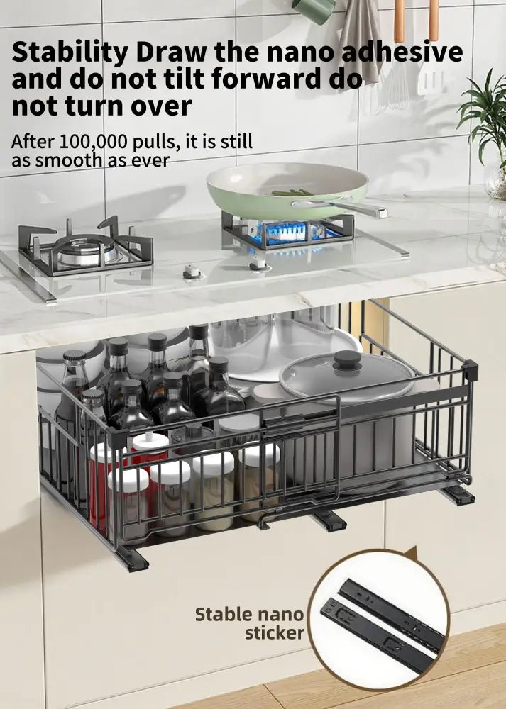 Rangement coulissant sous évier extensible – acier sans perçage - Organisateur coulissant sous évier
