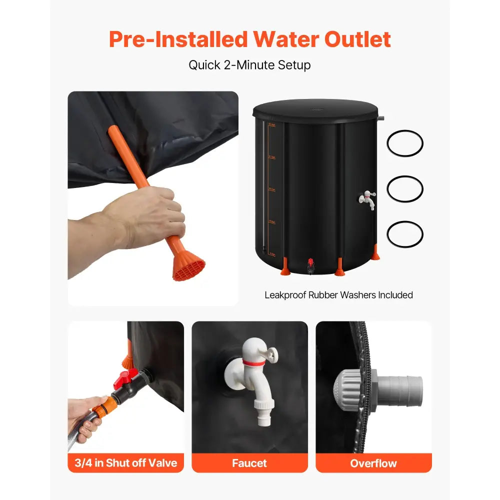 Récupérateur d’eau de pluie pliable 200 à 380 L – PVC 1000D