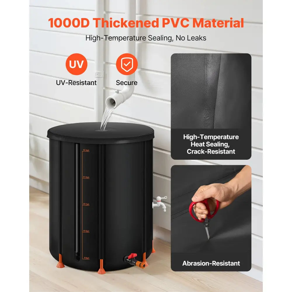 Récupérateur d’eau de pluie pliable 200 à 380 L – PVC 1000D
