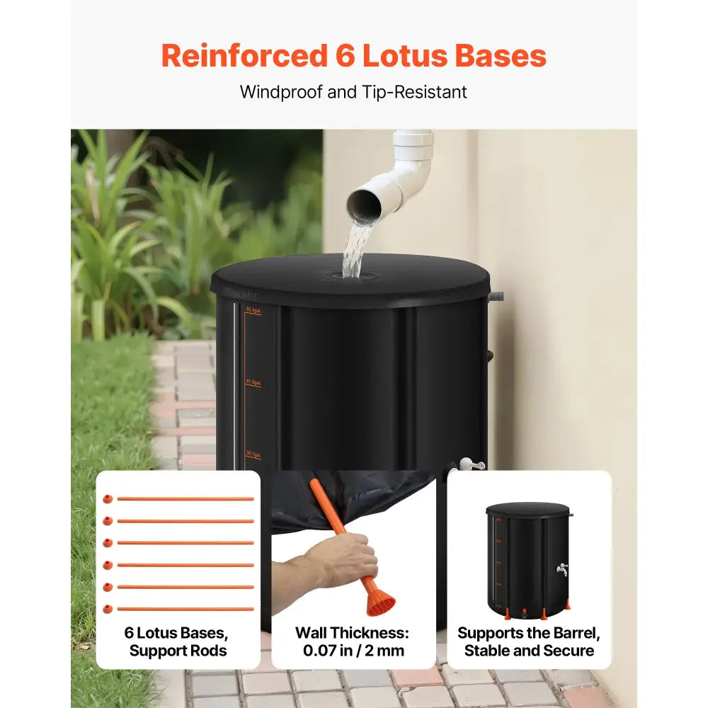 Récupérateur d’eau de pluie pliable 200 à 380 L – PVC 1000D
