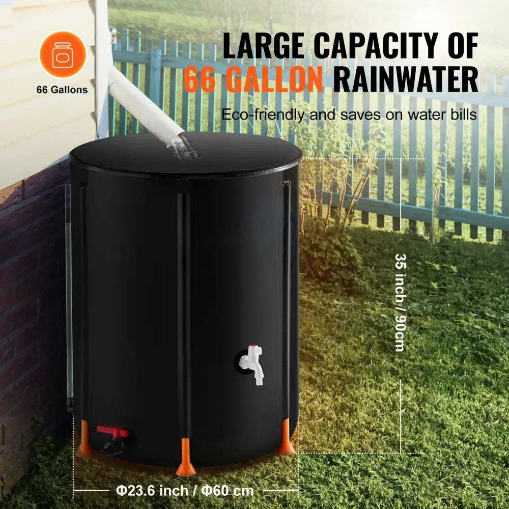 Récupérateur d’eau de pluie pliable 380 L – robinet et trop-plein