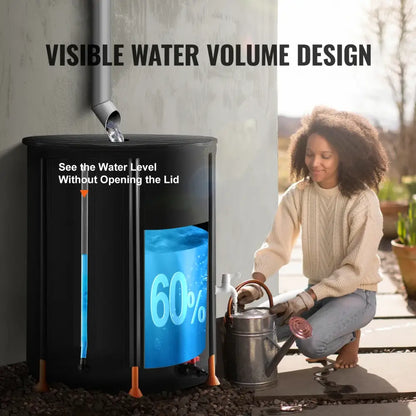 Récupérateur d’eau de pluie pliable 380 L – robinet et trop-plein