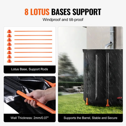 Récupérateur d’eau de pluie pliable 380 L – robinet et trop-plein