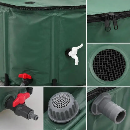 Récupérateur d’eau de pluie pliable 750 L – filtre et robinet
