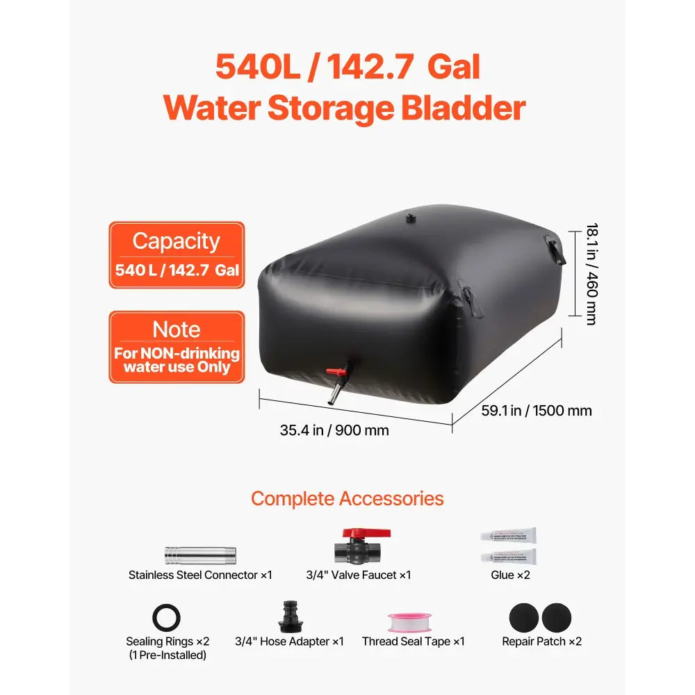Réservoir d’eau souple pliable 113 à 1 000 L – PVC 1000D